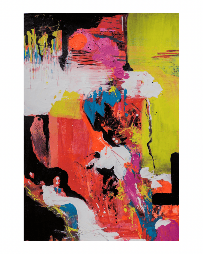 Gerahmter abstraktes Fine Art Print Wer ordnet das im schwarzen Holzrahmen – Anika Adam, diekunstkammer
